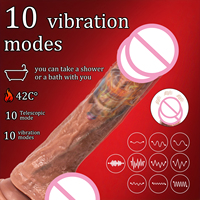 Dildo Grande y Largo, Juguetes Sexuales para Adultos, Masajeador Femenino con Calor, Telescópico, con Movimiento Oscilante, Vibrador Realista de Silicona para Mujeres