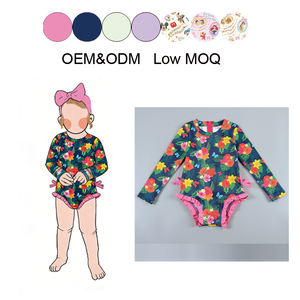 Traje de Baño de Manga Larga para Niñas, Personalizado con Estampado, Protección <span class=keywords><strong>Solar</strong></span>, Secado Rápido, con Cierre de Cremallera, Tipo Romper para Bebés - Product Image 1