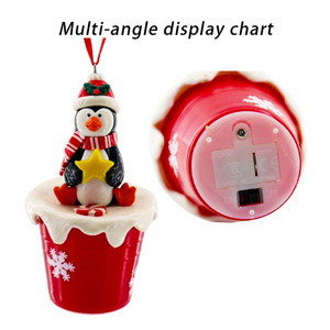 Arbre de Noël Père Noël éclairé à la main avec pendentif seau de flocons de neige ornement pour noël Led Santa seau décoration de cadeau de fête - Product Image 3