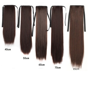 Perruque dame avec double sangle de cheveux droite de longueur moyenne queue de cheval réaliste en fibre chimique perruque avec queue de cheval d'usine en gros - Product Image 1