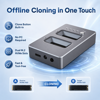 Estación de Acoplamiento Dual Bay Offline para Clonación de SSD NVMe PCIe Gen3x4 M.2, 20Gbps USB3.2 Gen2x2, Aluminio, 2230/42/60/80, Máx. 8TB, Clave M, ODM
