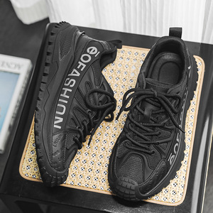 Zapatillas Deportivas de Malla para Hombre, con Suela Gruesa, para Correr al Aire Libre, Color Negro - Product Image 2