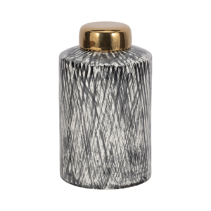 Vaso moderno in ceramica a forma di barattolo di zenzero con coperchio dorato per decorare la casa, soggiorno, camera da letto, sala da pranzo - Product Image 3