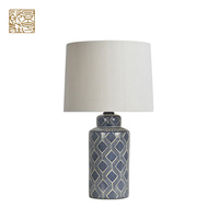 Lampe en céramique européenne antique avec abat-jour en forme de tambour alimenté par batterie, lampe de table pour bureau, chambre à coucher, salon