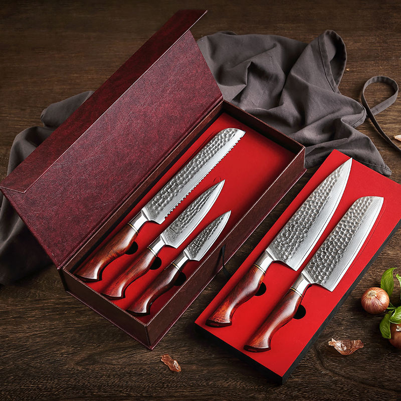 Coffret Rubis — 5 couteaux Damas — présentation