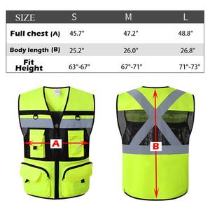 9-Pocket Orange Summer Mesh Motorrad weste Hochs ichtbarer reflektieren der Sicherheits mantel für Autofahrer Nacht warn weste - Product Image 5