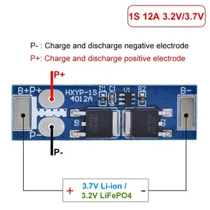 1S 12A 3.7V Li-ion / 3.2V Lifepo4 18650 Battery Charging Protection Board Short Circuit Protection BMS For Electric Motor