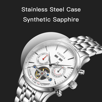 OEM/ODM Caluola Automatische Mechanische Edelstahl-Uhr mit Schwungrad, Multifunktionaler Tourbillon, 42mm Analog, 5BAR Wasserdicht