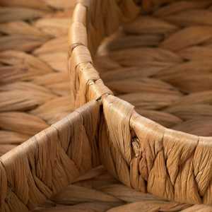 Handmade Water Hyacinth Woven Storage Basket Portable Round Tray Natural Decorative Organizer for Kitchen Living Room - Product Image 1