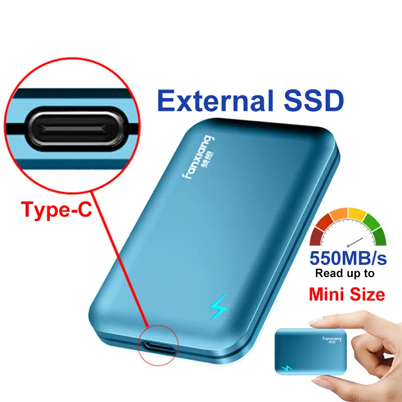 USB C 1 2 Tera 1TB 1T 1To 1 2 4 to Portable External Disque Dur Externe Disco Duro SSD Solid State Disk Hard Drives For Laptop