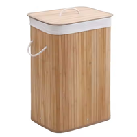 Panier à linge en bambou rectangulaire de couleur naturelle, style pliable avec poignée de rangement, sac à linge sale, usage domestique