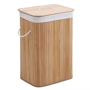 Natural Color Strong Rectangle Bamboo <strong>Laundry</strong> Basket Foldable Style with Storage Handle <strong>Dirty</strong> Clothes Hamper Bag Home Use - Product Image 1