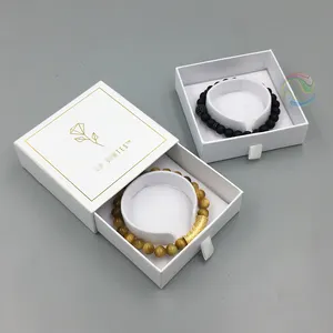 Confezione regalo di alta qualità con LOGO personalizzato bianco quadrato per gioielli con inserto per braccialetto