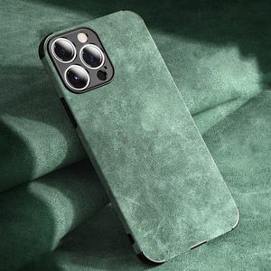 Étui de luxe antichoc en cuir mat aspect peau d'agneau, housse vintage en tissu pour <span class=keywords><strong>iPhone</strong></span> 17 16 15 14 13 12 11 Pro X XR <span class=keywords><strong>XS</strong></span> Max - Product Image 6