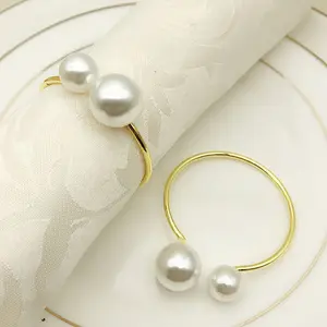 12pcs hotel set table wire tower buckle pearl napkin buckle napkin rings