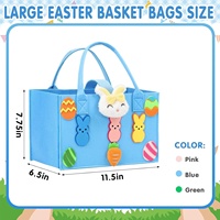 Sacs et paniers en feutre de Pâques de grande taille avec poignées, réutilisables, pour cadeaux de Pâques, sacs fourre-tout en feutre pour enfants, pour la chasse aux œufs et aux bonbons