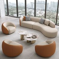 Canapé Courbé Moderne Style Mid-Century à Une Place, Ensemble de Canapés Modulables Contemporains en Mousse pour Salon, Hôtel, Bureau, Chambre à Coucher en PU