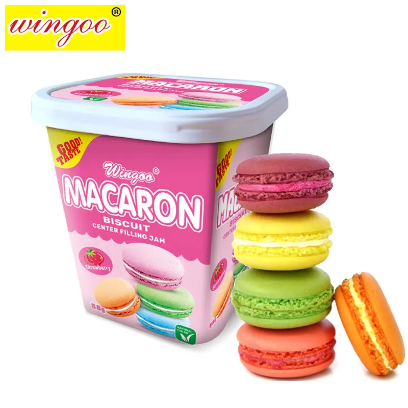 Benutzer definierte Logo Keks und Cookie Sandwich Jam Center gefüllt Süßigkeiten Macaron Cream Cookie Keks