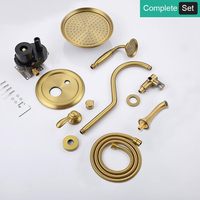 Système de douche thermostatique moderne doré brossé avec douches pluie et jet de 9 pouces et robinet inverseur 3 voies en laiton pour salle de bain
