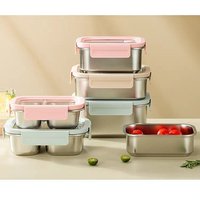 Boîte à lunch hermétique en acier inoxydable 316 de qualité alimentaire, avec compartiments, compatible micro-ondes, pour les employés de bureau (vente en gros)