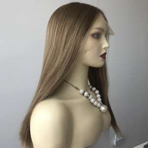 Fábrica de Pelucas Kosher, Pelucas Largas de Cabello Humano Brasileño con Frente de Encaje, Cabello Remy Marrón en Tamaños de <span class=keywords><strong>Gorra</strong></span> Pequeños y Grandes, Peluca Judía - Product Image 1