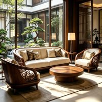 Nouvel ensemble de canapés en bois de noyer massif de style chinois, inspiré du Zen, pour salon, en cuir, lignes droites, mobilier haut de gamme démontable