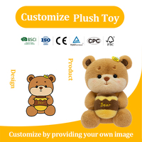 En gros Ours en peluche moelleux en coton biologique avec pot de miel et logo personnalisé, anti-stress, modèle Abeille