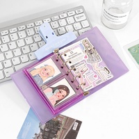 Protège-carnet A8 M5 économique en PVC à 5 anneaux, motif étoiles scintillantes, rechargeable, pour journal, album, organiseur, classeur