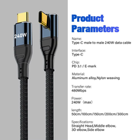 Câble de charge rapide USB Type-C vers C 5A PD 240W avec gaine en nylon pour iPhone 16/17 Pro Max iPad Macbook Air - Longueurs de 1 à 3 m