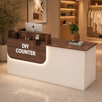 Comptoir de caisse minimaliste moderne pour salon de beauté, magasin de vêtements, table de bar, petit bureau d'accueil LED noir