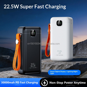 พาวเวอร์แบงค์พกพา 30000mAh พร้อมสายชาร์จคู่ในตัว ไฟฉาย ชาร์จเร็ว PD หน้าจอ LED ความจุสูง เหมาะสำหรับการเดินทาง สำหรับ IPh 17 - Product Image 6
