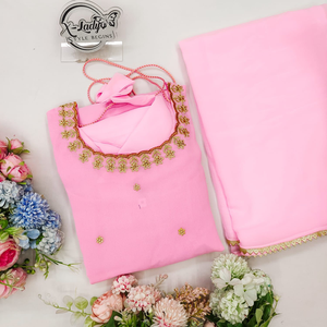 ชุดสูทสีชมพูคลาสสิกพร้อมด้วย dupatta หรูหราสวมใส่ง่าย Saree ทันสมัยสำหรับงานปาร์ตี้ - Product Image 4