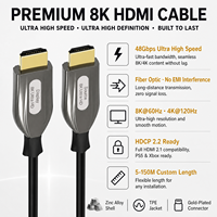 Câble HDMI optique actif longue distance, fibre optique HDMI 2.1 8K 60Hz pour salle de conférence, signalisation numérique