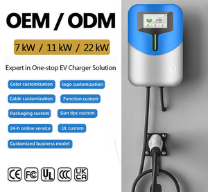 Bornes de recharge murales WiFi triphasées de type 2 32A avec contrôle par application, OEM, OCPP, EVSE intelligent, câble de 5 m, 7 kW-22 kW, chargeur de voiture électrique domestique - Product Image 1
