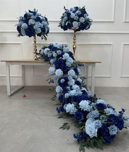 热卖皇家蓝色人造婚礼派对装饰跑步者带过道花婚礼装饰 - Product Image 5