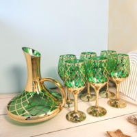 Ensemble de 6 contenants à jus de couleur verte, luxueux, grande capacité, motif gravé au laser personnalisable