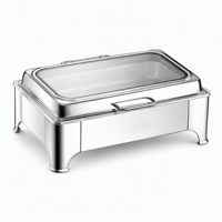 Ensemble de chauffe-plats de luxe en acier inoxydable doré avec couvercle en verre pour buffet, idéal pour hôtels, mariages, banquets, restaurants et traiteurs