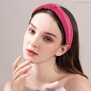 Song May fasce per capelli larghe annodate da donna carine alla moda accessori per capelli antiscivolo in tinta unita regali per feste quotidiane per ragazze - Product Image 6