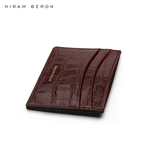 Porte-cartes en cuir italien bordeaux Hiram Beron, étui à cartes tendance, cuir véritable, porte-cartes de luxe, cadeau - Product Image 5
