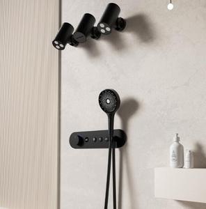 Thông Minh Kỹ thuật số hiển thị nhiệt độ treo tường push button 3 Way mưa Thác giấu tĩnh nhiệt phòng tắm vòi sen tap Set - Product Image 6