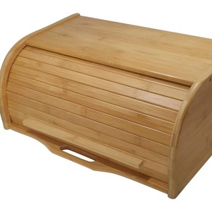 กล่องเก็บขนมปังไม้ไผ่ทรงสี่เหลี่ยมฝาปิดสีทึบใช้ในครัวเรือน - Product Image 1