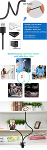 Luce ad anello a LED dimmerabile con supporto per telefono flessibile per lo Streaming Live sull'illuminazione fotografica del telefono cellulare di YouTube - Product Image 6