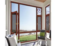 LongTai Diseño moderno Modelos franceses Dimensiones Arco de madera maciza Madera de teca Aluminio-Ventanas abatibles revestidas de madera