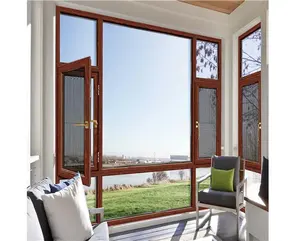 LongTai Design moderno modelli francesi dimensioni solido arco in legno Teak legno rivestito in alluminio-legno finestre a battente - Product Image 6