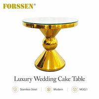 Mesa de Pastel Moderna de Lujo con Base de Bola, Acero Inoxidable Dorado, con Cubierta de Vidrio Templado para Eventos al Aire Libre, Hoteles, Banquetes de Boda