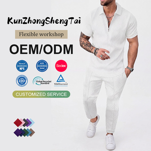 Traje de Negocios Personalizado de Fábrica para <span class=keywords><strong>Hombre</strong></span>, Talla Grande, Suave y Cómodo, Traje de Verano de 2 Piezas, Ropa Deportiva Informal Holgada, Plazo de Entrega de 15 Días - Product Image 1