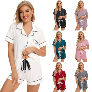 Conjunto de Pijamas de Rayón para Mujer, OEM ODM, Invierno/Verano, con Bolsillos, Manga Corta, Secado Rápido, Transpirable, Cintura Elástica - Product Image 1