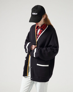 Più venduto <span class=keywords><strong>nero</strong></span> personalizzato rifinitura <span class=keywords><strong>oversize</strong></span> maglione cappotto Preppy stile maglione colore bianco <span class=keywords><strong>Cardigan</strong></span> per le donne - Product Image 5