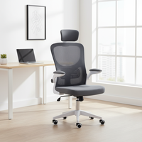 Chaise de bureau à dossier haut avec accoudoirs rabattables et amovibles, anti-collision, bords arrondis, base en métal antirouille, confort longue durée