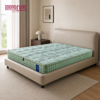 Matelas hybride haut de gamme personnalisé LOONGFUNG, style naturel, tissu imprimé, emballé sous vide avec ressorts ensachés zonés en latex naturel